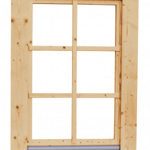 Vuren draai-kiepraam met dubbelglas, 84,4 x 120,4 cm., onbehandeld