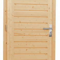 Vuren enkele dichte opdekdeur 90 x 201 cm., linksdraaiend, onbehandeld