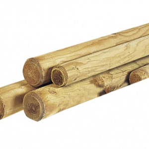 Ronde paal Ø 6 x 50 cm., cilindrisch gefreesd, 1 zijde gepunt, 1 zijde gekroond