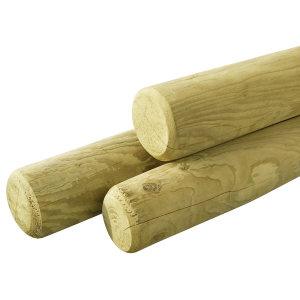 Ronde paal Ø 8 x 200 cm., cilindrisch gefreesd, 1 zijde gepunt, 1 zijde gekroond