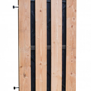 Douglas Tuinpoort Fijnbezaagd(RUW) op stalen frame 100x180 cm, met zwarte binnenzijde