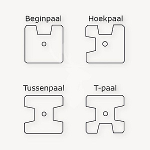 Grenen sleufpaal, 8,8x8,8x270 cm, t.b.v. 28 mm profielplanken, hoekpaal, groen geïmpregneerd