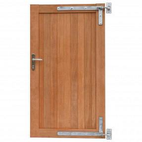 Hardhouten enkele toegangspoort verticaal geschaafd onbehandeld 100x180 cm incl. beslag