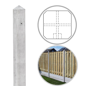 Beton DB Eindpaal 10x10x308 cm, Grijs tbv Scherm 180