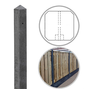 Beton korte eindpaal antraciet, 10x10x190cm tbv scherm van 90cm