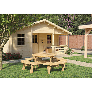 Picknicktafel Rond geïmpregneerd, geschaafd vuren Ø219x73 cm