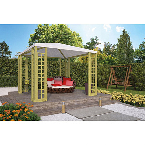 Houten paviljoen met zeildoek geïmpregneerd, geschaafd vuren 300x300x283 cm