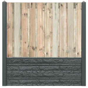 Hout Beton Rotsmotief Schutting Antraciet 