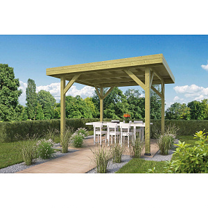 Prieel Modern middel geïmpregneerd geschaafd vuren 356x356x244 cm (excl dakbedekking)