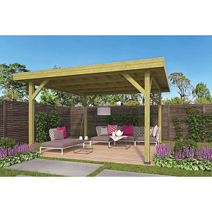 Prieel Modern groot geïmpregneerd geschaafd vuren 445x445x244 cm (excl dakbedekking)