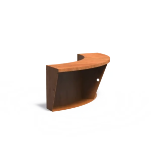 Keerwand binnenbocht met brede bovenrand Cortenstaal 3 mm 100x100x60 cm