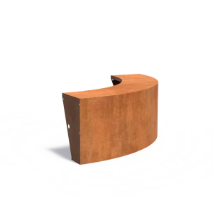 Keerwand buitenbocht met brede bovenrand Cortenstaal 3 mm 150x150x60 cm