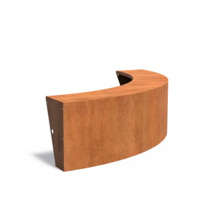 Keerwand buitenbocht met brede bovenrand Cortenstaal 3 mm 200x200x60 cm