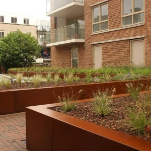 Keerwand buitenhoek Cortenstaal 3 mm 50x50x40 cm