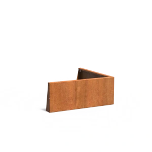 Keerwand buitenhoek Cortenstaal 3 mm 100x100x40 cm