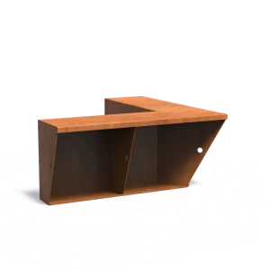 Keerwand binnenhoek met brede bovenrand Cortenstaal 3 mm 100x100x60 cm