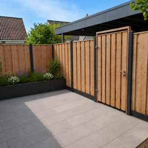 Tuinscherm Meckelenburg fijnbezaagd onbehandeld Douglashout 15-planks 180x180 cm