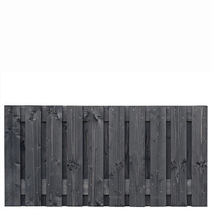 Tuinscherm Marlies fijnbezaagd zwart geïmpregneerd Douglashout 21-planks 180x90 cm