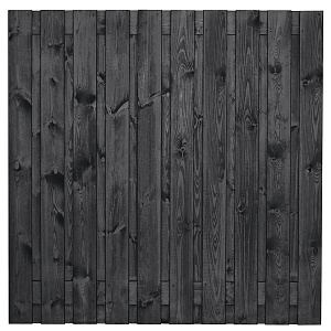 JWOODS Tuinscherm 21-Planks Recht Verticaal 180x180 cm Zwart Gespoten