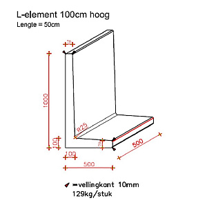L-Element Honderd 50x50x100 cm (L x Voet x H) Antraciet