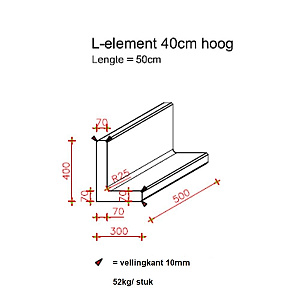 L-Element Veertig 50x30x40 cm (L x Voet x H) Roestbruin