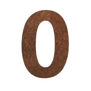 (Plak)huisnummer 0 cortenstaal 15 cm