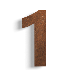 (Plak)huisnummer 1 cortenstaal 15 cm