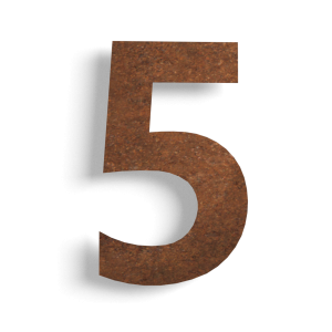 (Plak)huisnummer 5 cortenstaal 15 cm