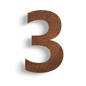 Huisnummer 3 cortenstaal 15 cm