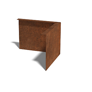 Cortenstaal kantopsluiting gezet buitenhoek 30x30x12 cm