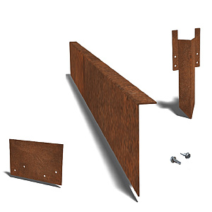 Cortenstaal kantopsluiting gezet complete set 1500x3x12 cm