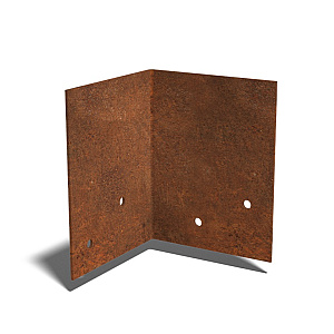 Cortenstaal koppelplaat 90° klein 14,1x13x7 cm