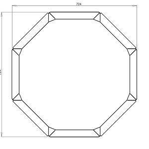 Cortenstaal achthoekige plantenbak Chicago 30, 72,4x72,4x60 cm met bodemplaat + (16) voeten