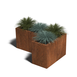 Cortenstaal L-vormige plantenbak Kansas 30, 90x60x60 cm geen bodemplaat