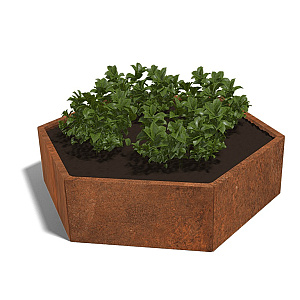 Cortenstaal zeshoekige plantenbak Denver 80, 159,3x138,6x80 cm