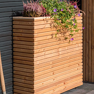 Bloembak Krefeld 90x30x102 cm op wieltjes, geïmpregneerd, geschaafd red class hout