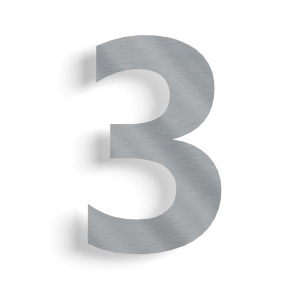 Huisnummer 3 roestvrij staal 50 cm