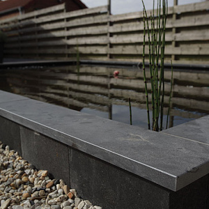 Hardsteen Afdek- Vijverrand China Blue 100x20x3 cm Gezoet met facet