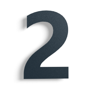 Huisnummer 2 zwart roestvrij staal 30 cm