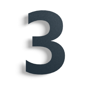 Huisnummer 3 zwart roestvrij staal 50 cm