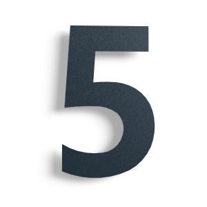 Huisnummer 5 zwart roestvrij staal 15 cm