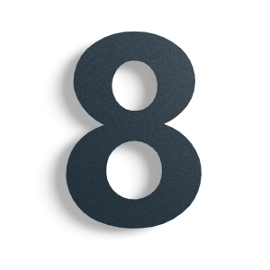 Huisnummer 8 zwart roestvrij staal 50 cm