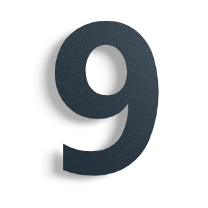 Huisnummer 9 zwart roestvrij staal 50 cm