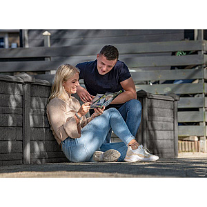 Beton Hekwerk Hoekpaal (2sp) 10x10x145 cm, Zwart gecoat