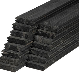 Stapelset blokhutprofiel (15x) zwart geïmpregneerd vuren 2,8x12,7x180 cm