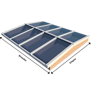 Zadeldak Lichtstraat 8-ruits 322,2(B) x 155(D) cm, enkel glas