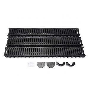 WS Actiedrain met PE rooster incl 2x eindkap en 1x onderuitlaat (doos á 3 stuks)