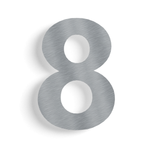(Plak)huisnummer 8 roestvrij staal 15 cm