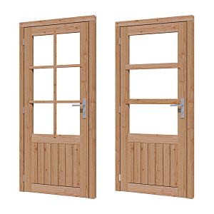 Douglas enkele deur 6-ruits 83x194,2 cm met kozijn onbehandeld linksdraaiend (Incl. Hang en Sluitwe