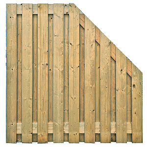 Grenen Tuinscherm Afbouw Links 21-Planks Scherm 180x180/90 cm